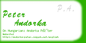 peter andorka business card